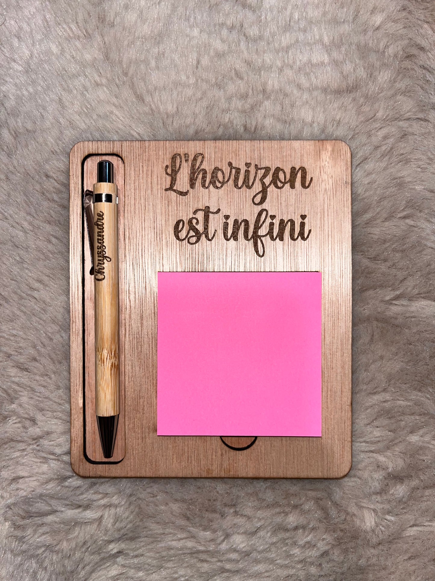 Bloc note + stylo personnalisé en bois