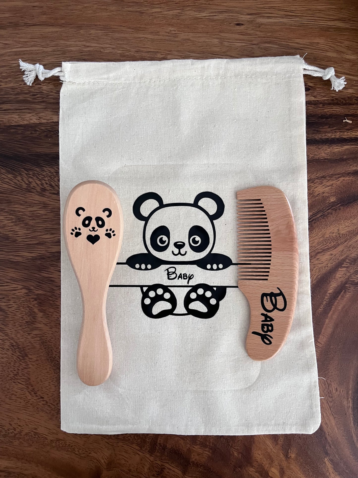 Lot peigne et brosse bébé personnalisé