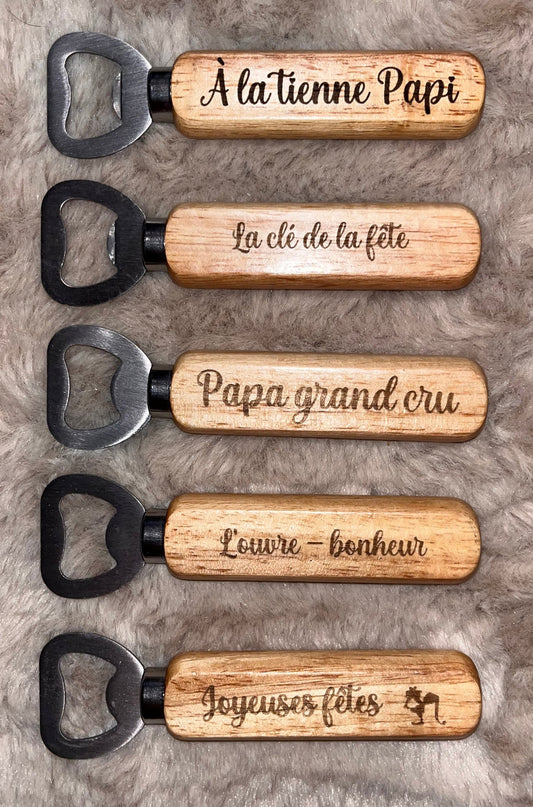 Décapsuleur en bois personnalisé