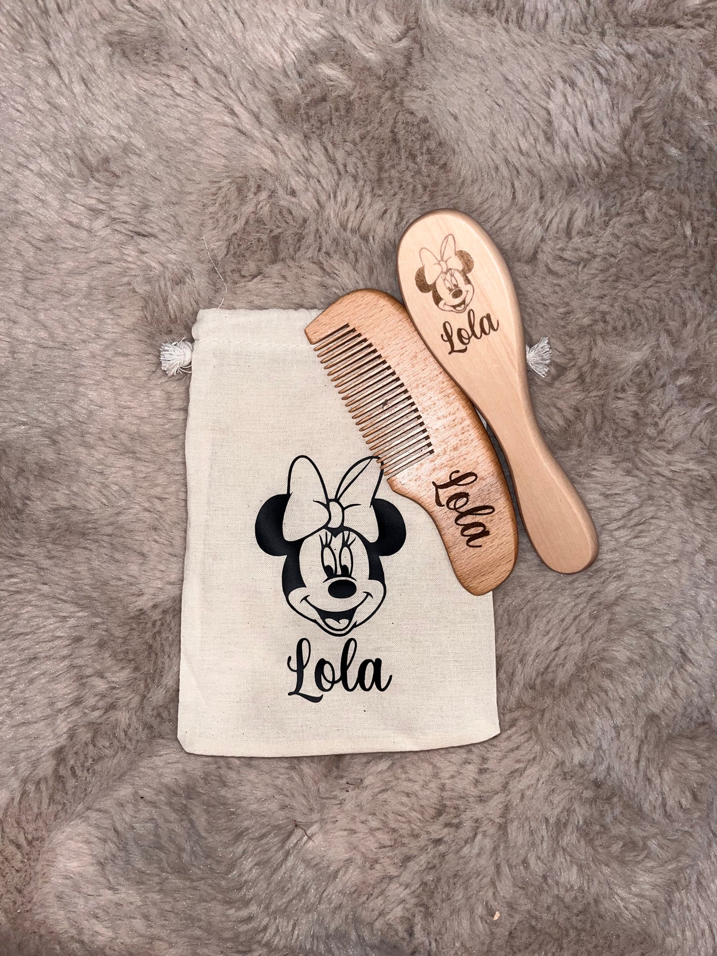Lot peigne et brosse bébé personnalisé