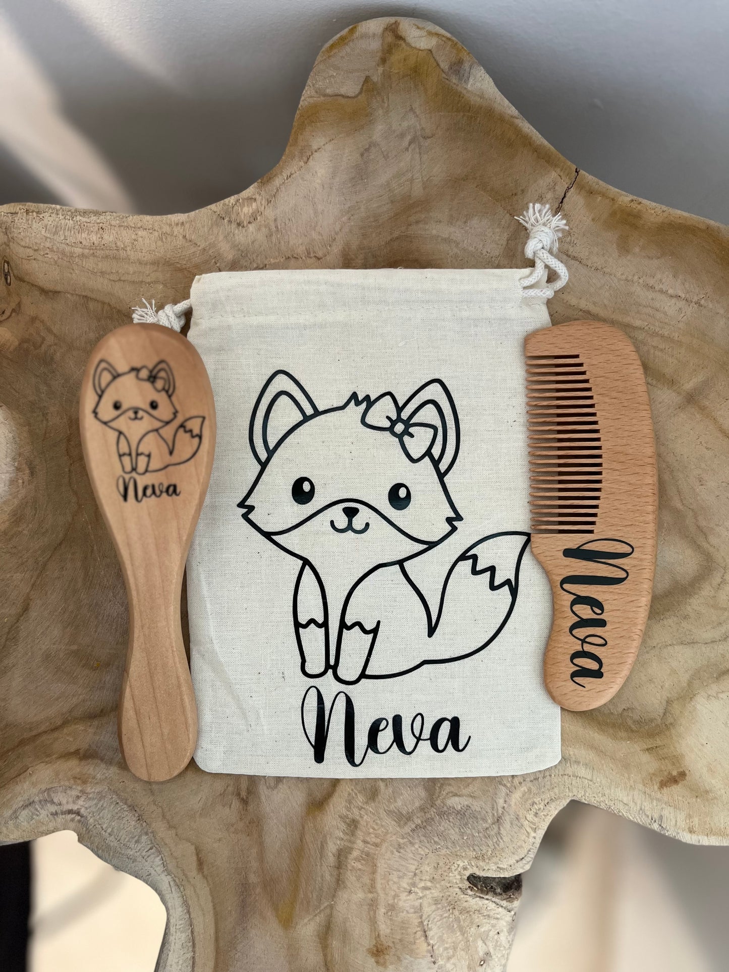 Lot peigne et brosse bébé personnalisé