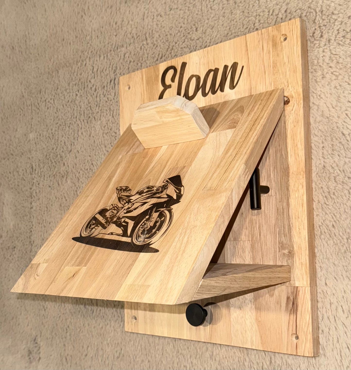 Support de casque personnalisé en bois