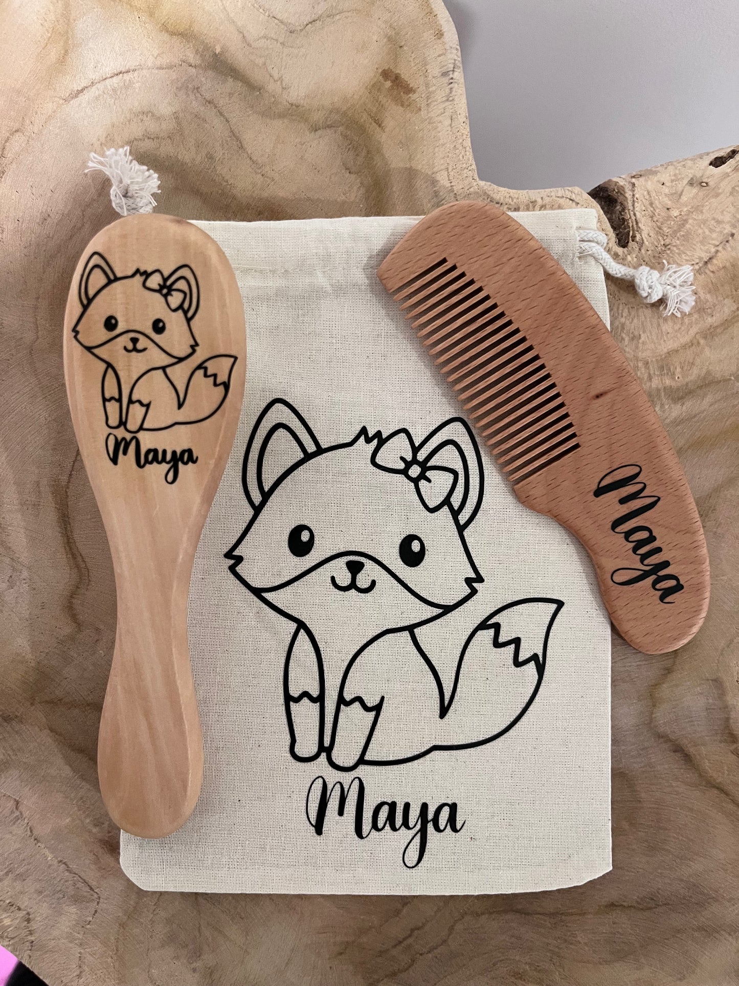 Lot peigne et brosse bébé personnalisé