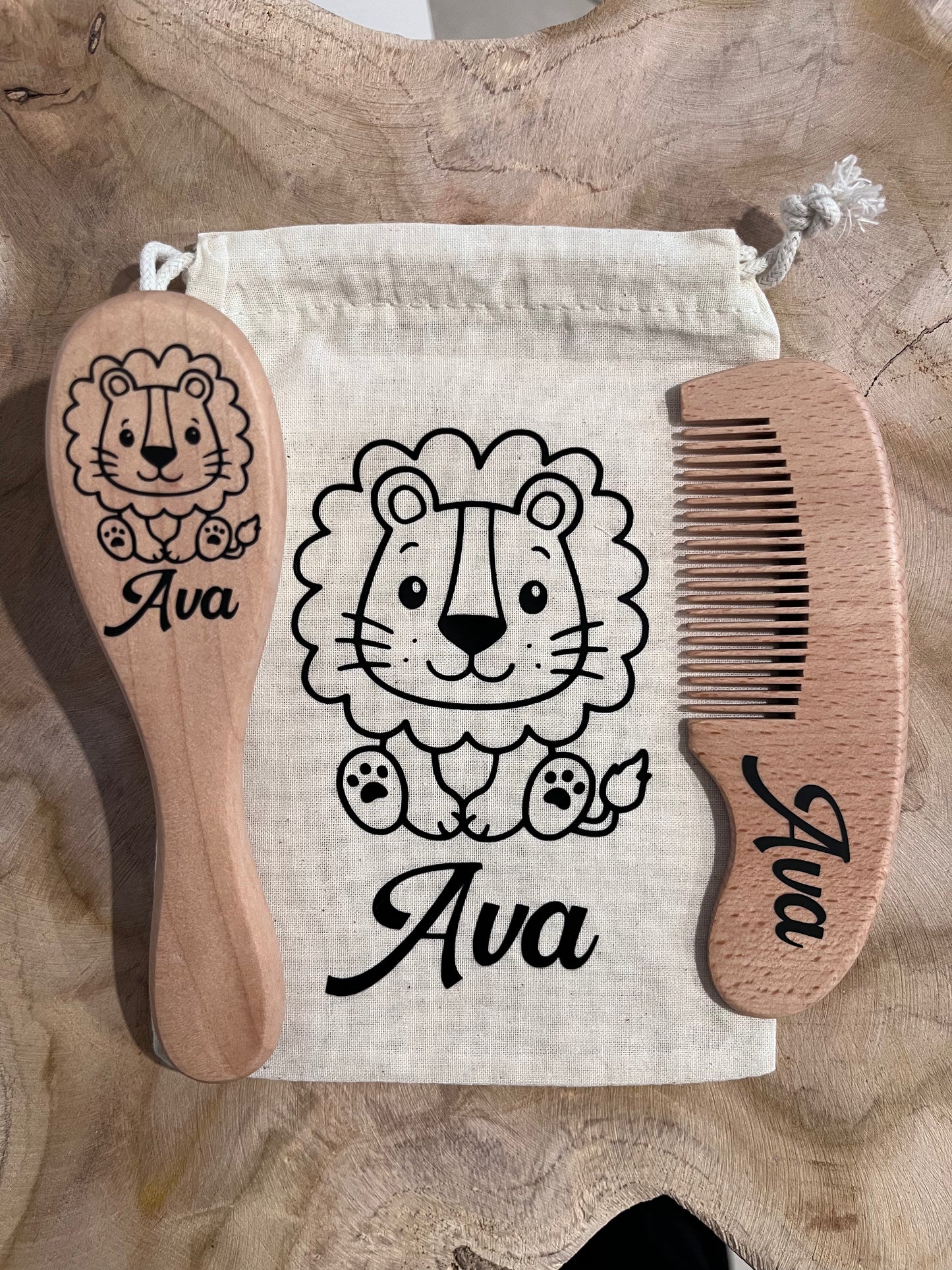 Lot peigne et brosse bébé personnalisé