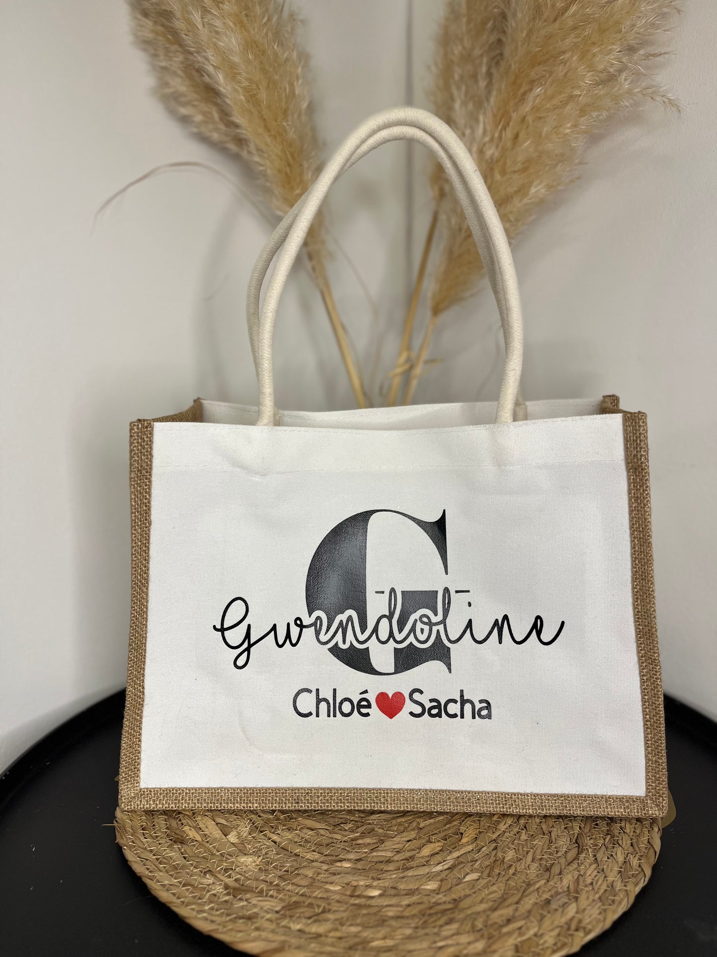Sac cabas en toile de jute personnalisé