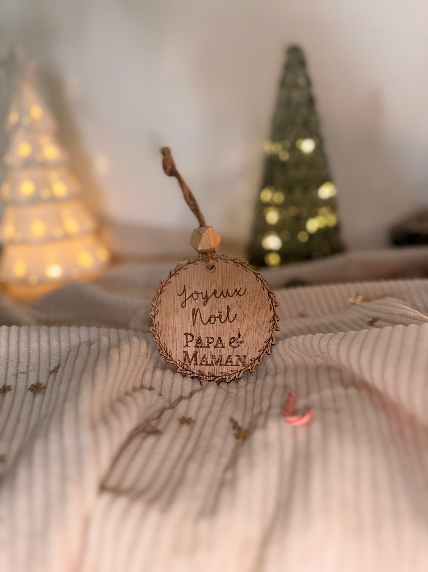 Boule de Noël Joyeux Noël personnalisée en bois