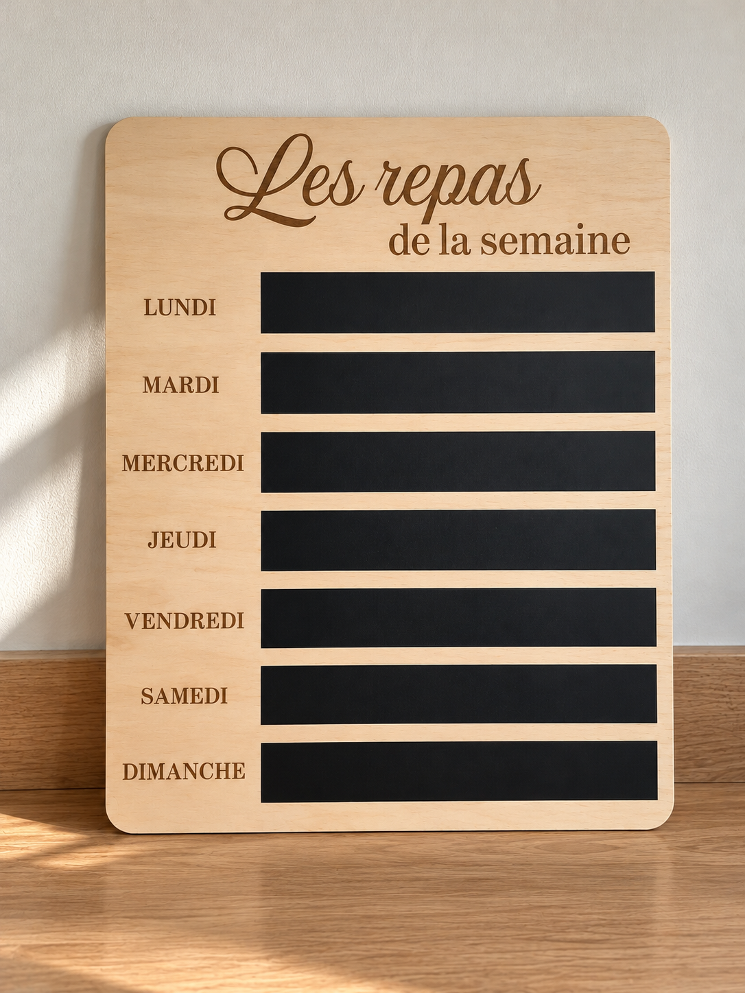 Organisateur de repas personnalisé en bois