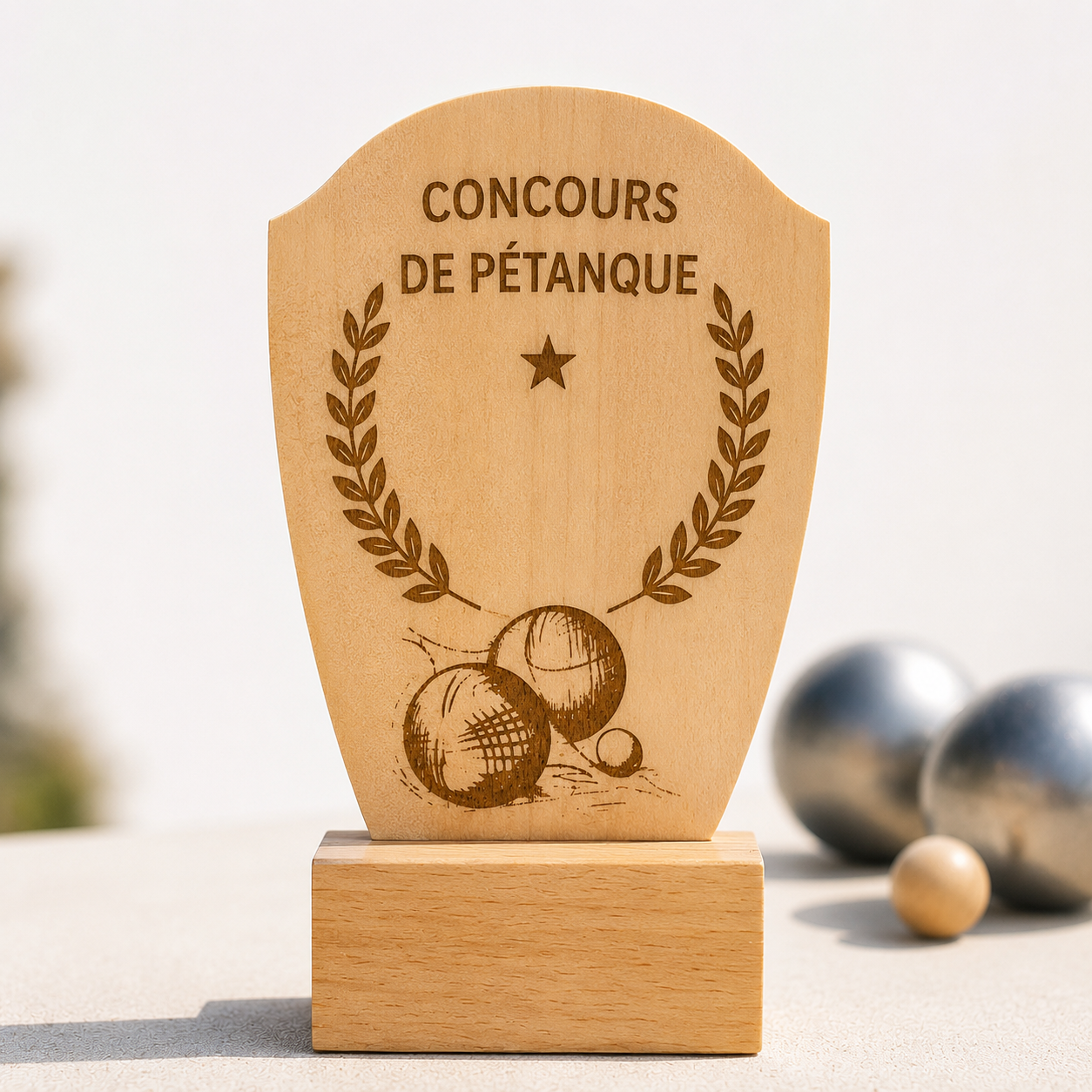 Récompense de pétanque personnalisé en bois