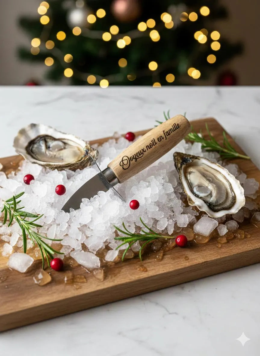 Couteau à huîtres avec manche en bois personnalisé
