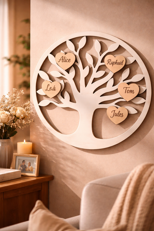 Arbre de vie prénoms coeurs