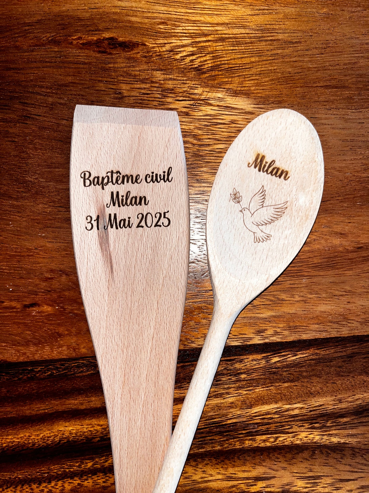 Lot de 2 couverts en bambou personnalisé