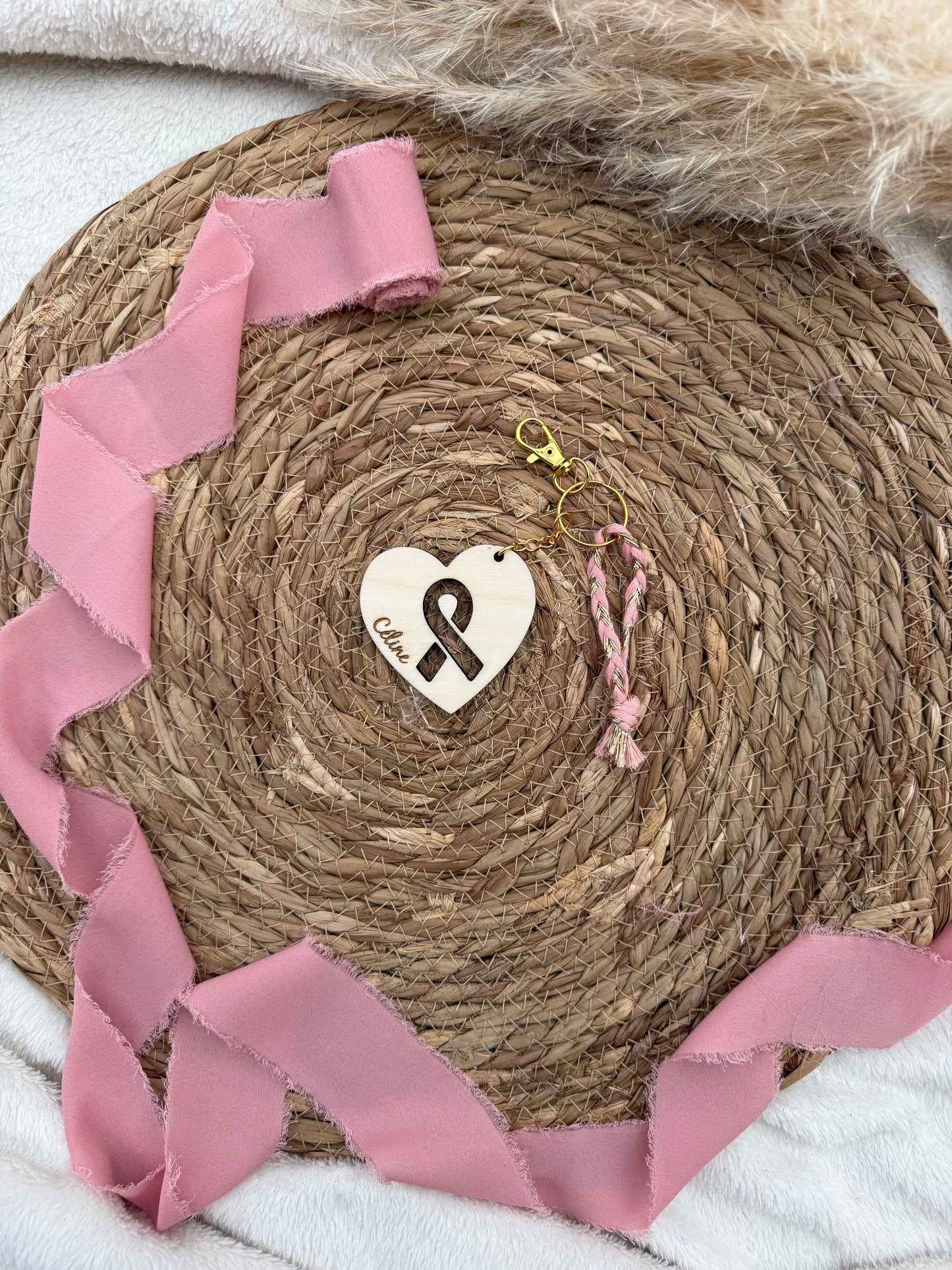 Porte-clé solidaire personnalisable – Octobre Rose 🎀