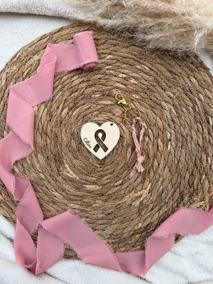 Porte-clé solidaire personnalisable – Octobre Rose 🎀