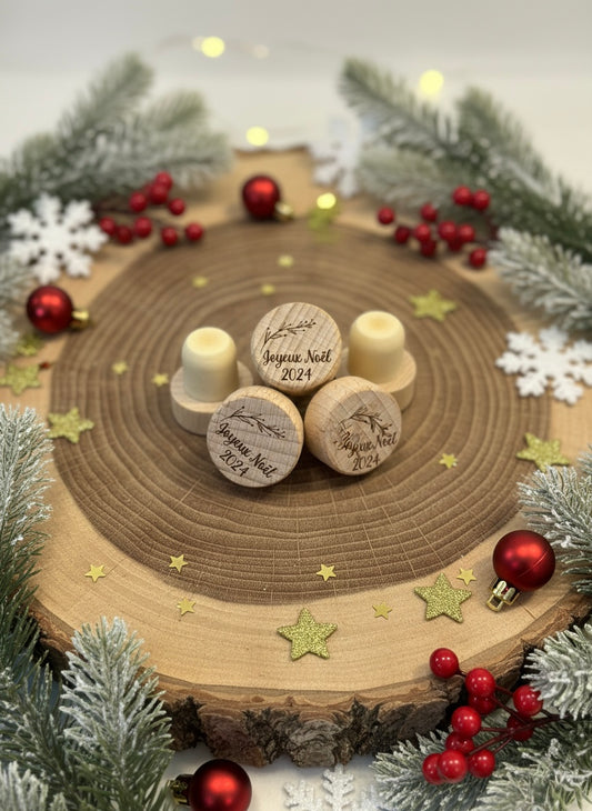 Bouchon de bouteille de vin réutilisable version Noël