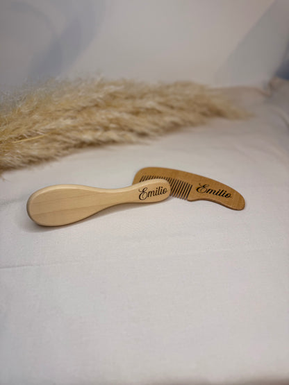 Lot peigne et brosse bébé personnalisé