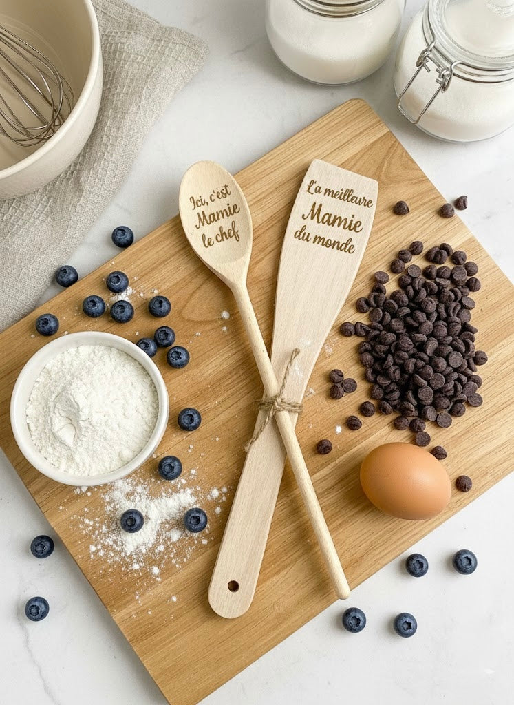 Lot de 2 couverts en bambou personnalisé