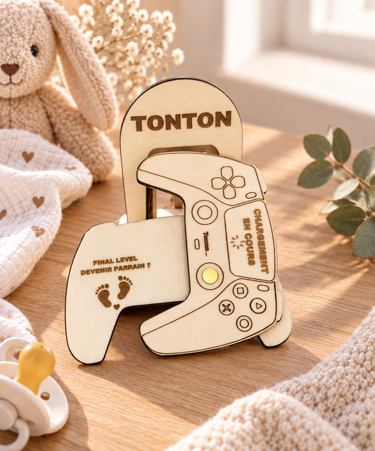 Annonce de grossesse personnalisée en forme de manette de playstation