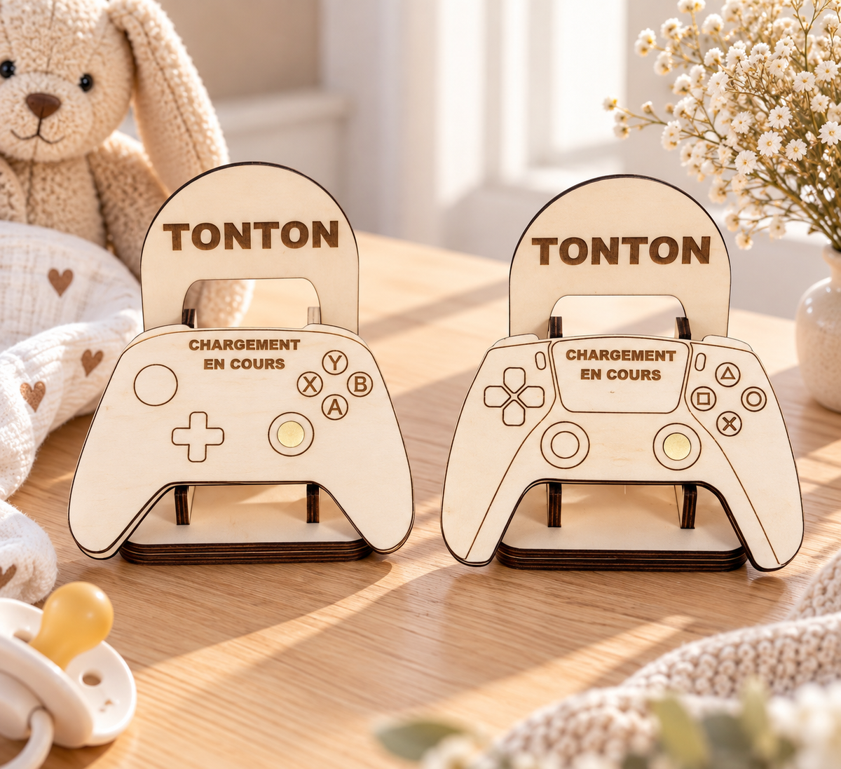 Annonces de grossesse personnalisées en forme de manette xbox et de playstation