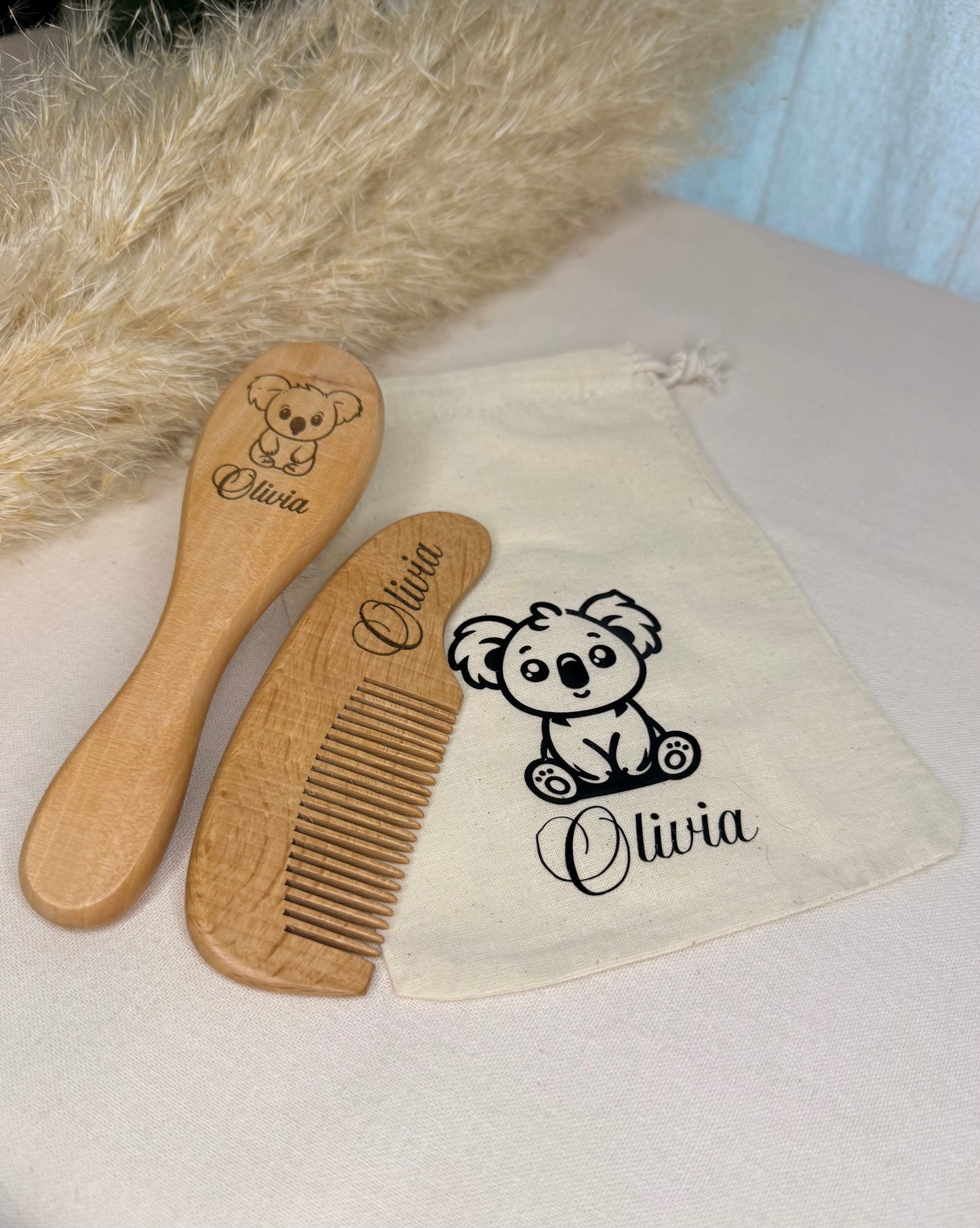 Lot peigne et brosse bébé personnalisé