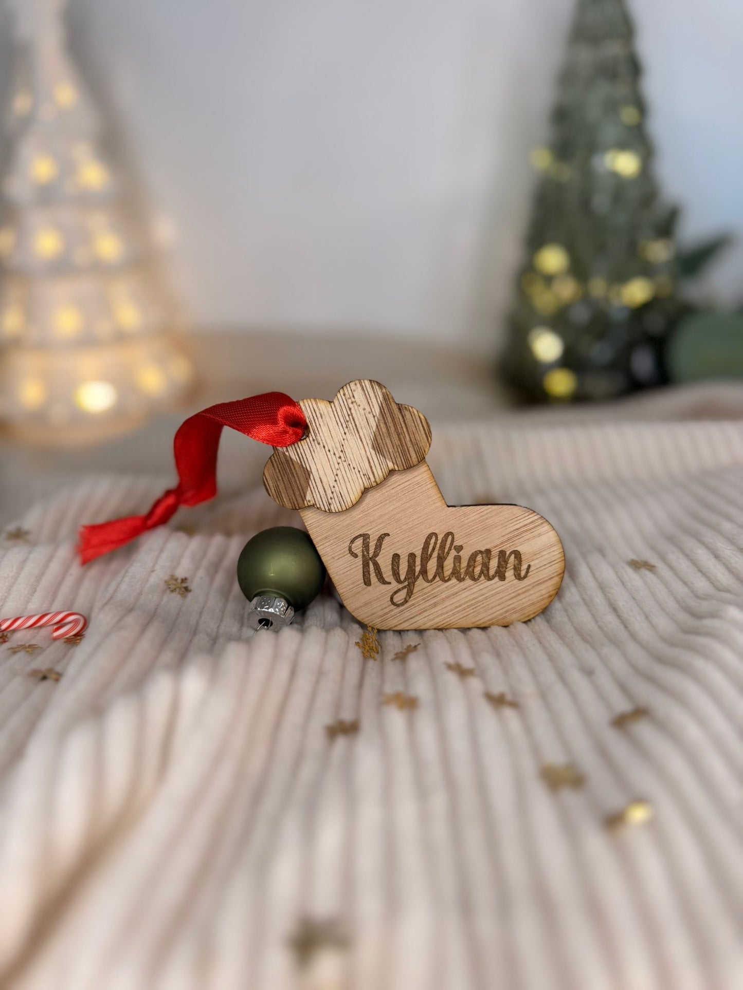 Boule de Noël « botte » à personnaliser