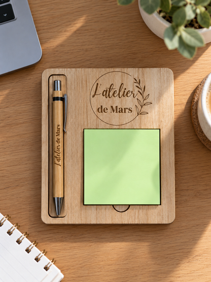 Bloc note avec stylo personnalisé en bois pour cadeau d'entreprise