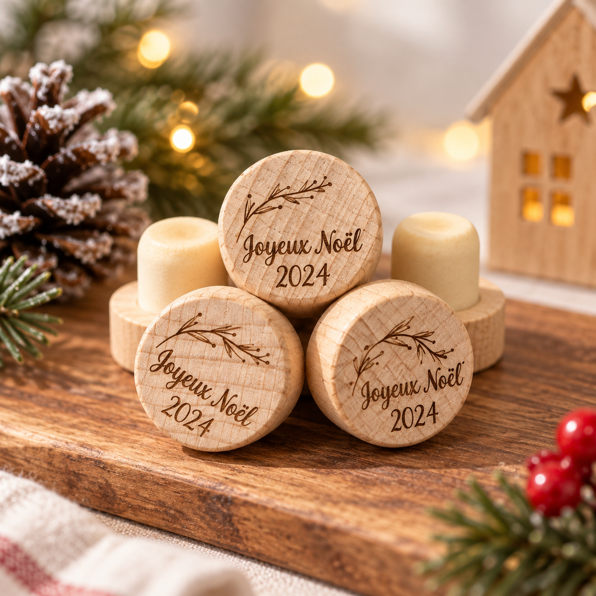 Bouchon de bouteille de vin de Noël personnalisé