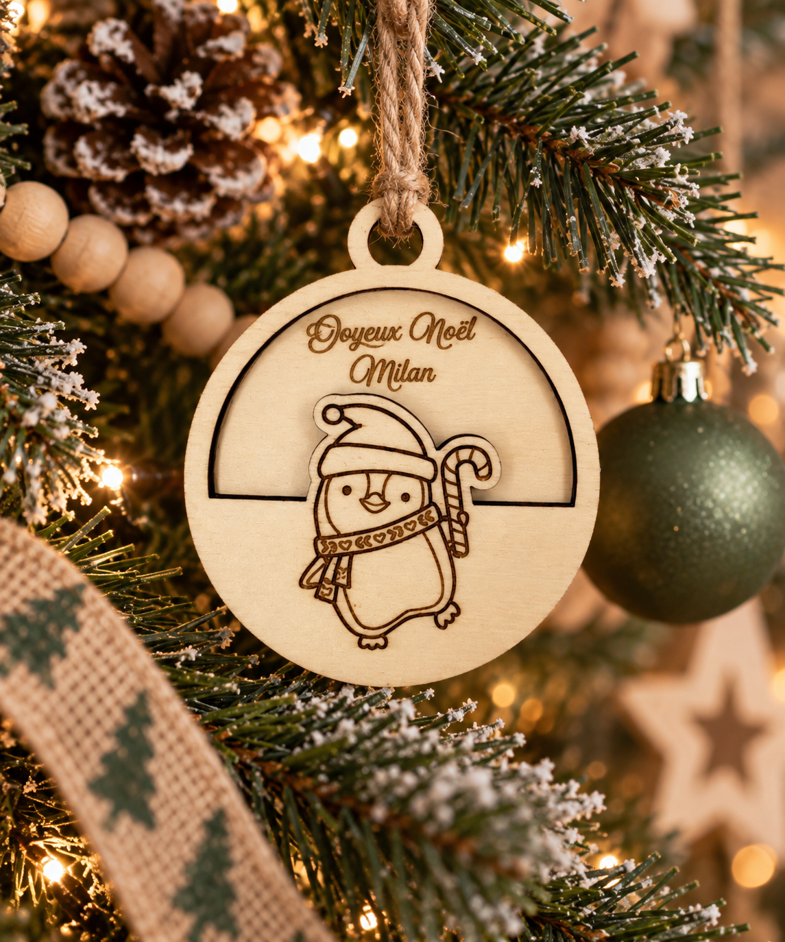 Boule de Noël personalisable en bois