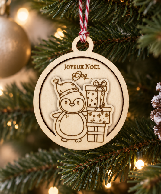 Boule de Noël personnalisé en bois