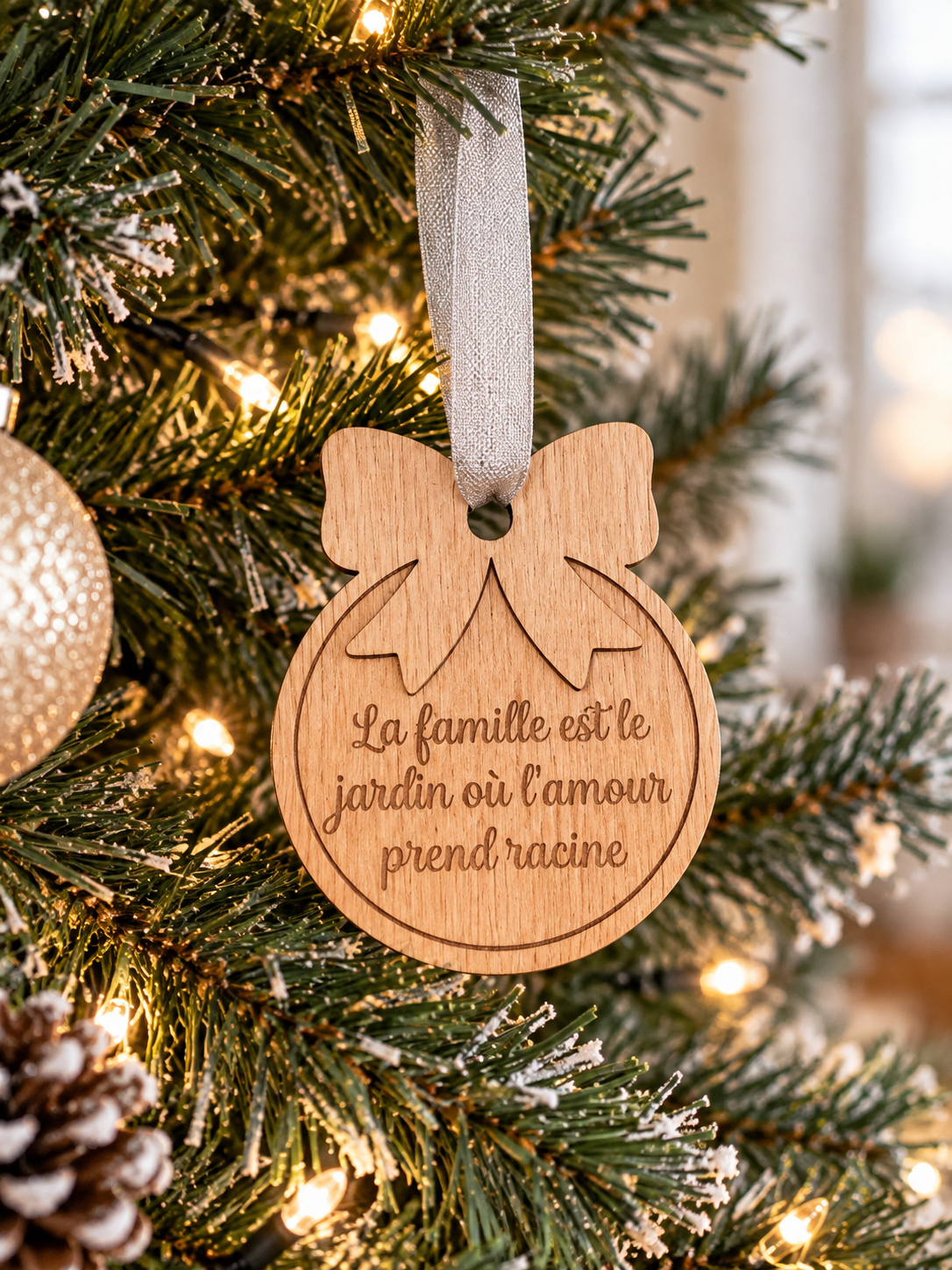Boule de Noël personnalisée avec message d'amour pour sa famille