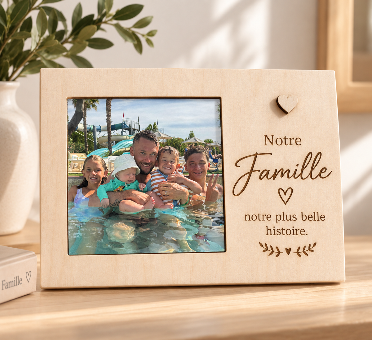 Cadre photo en bois personnalisé avec une photo de famille