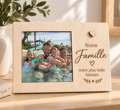 Cadre photo en bois personnalisé avec une photo de famille