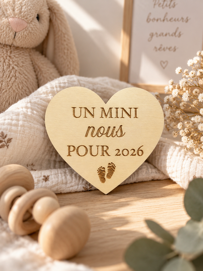 Carte de naissance personnalisée en bois