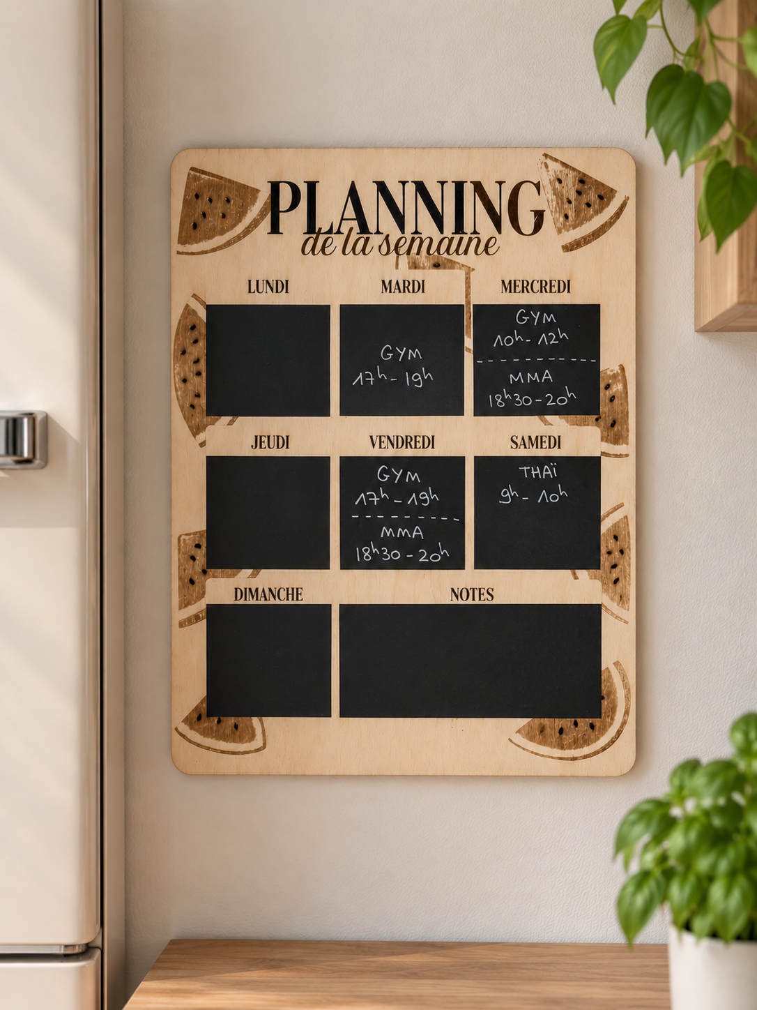 Planning familial effaçable personnalisé en bois