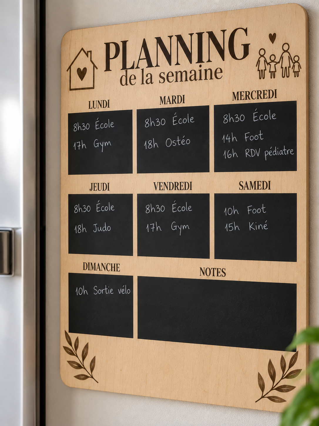 Planning familial effaçable personnalisé en bois