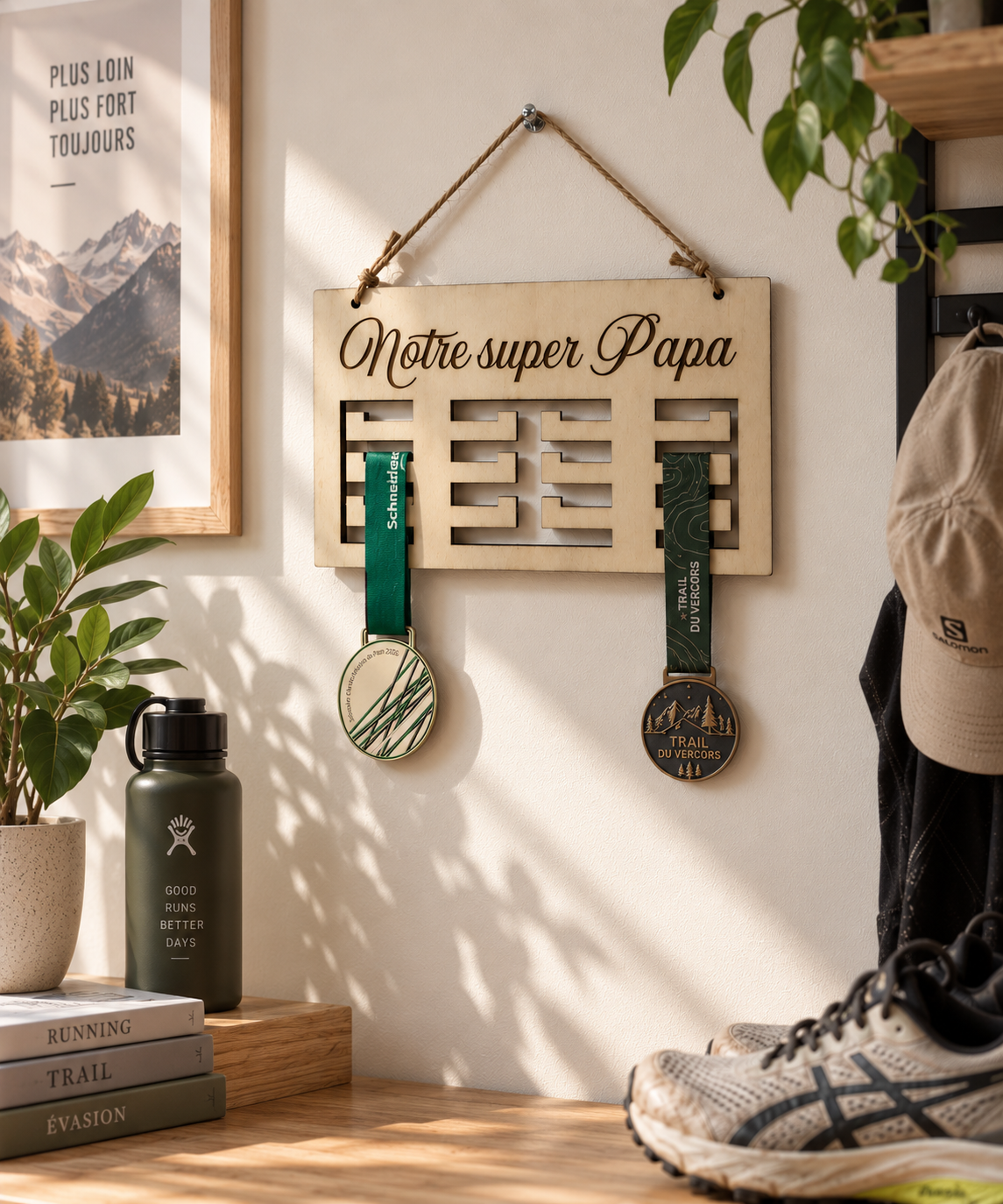 Porte médailles personnalisé en bois