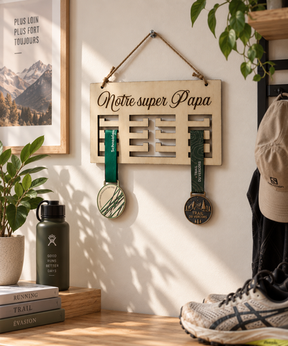 Porte médailles personnalisé en bois