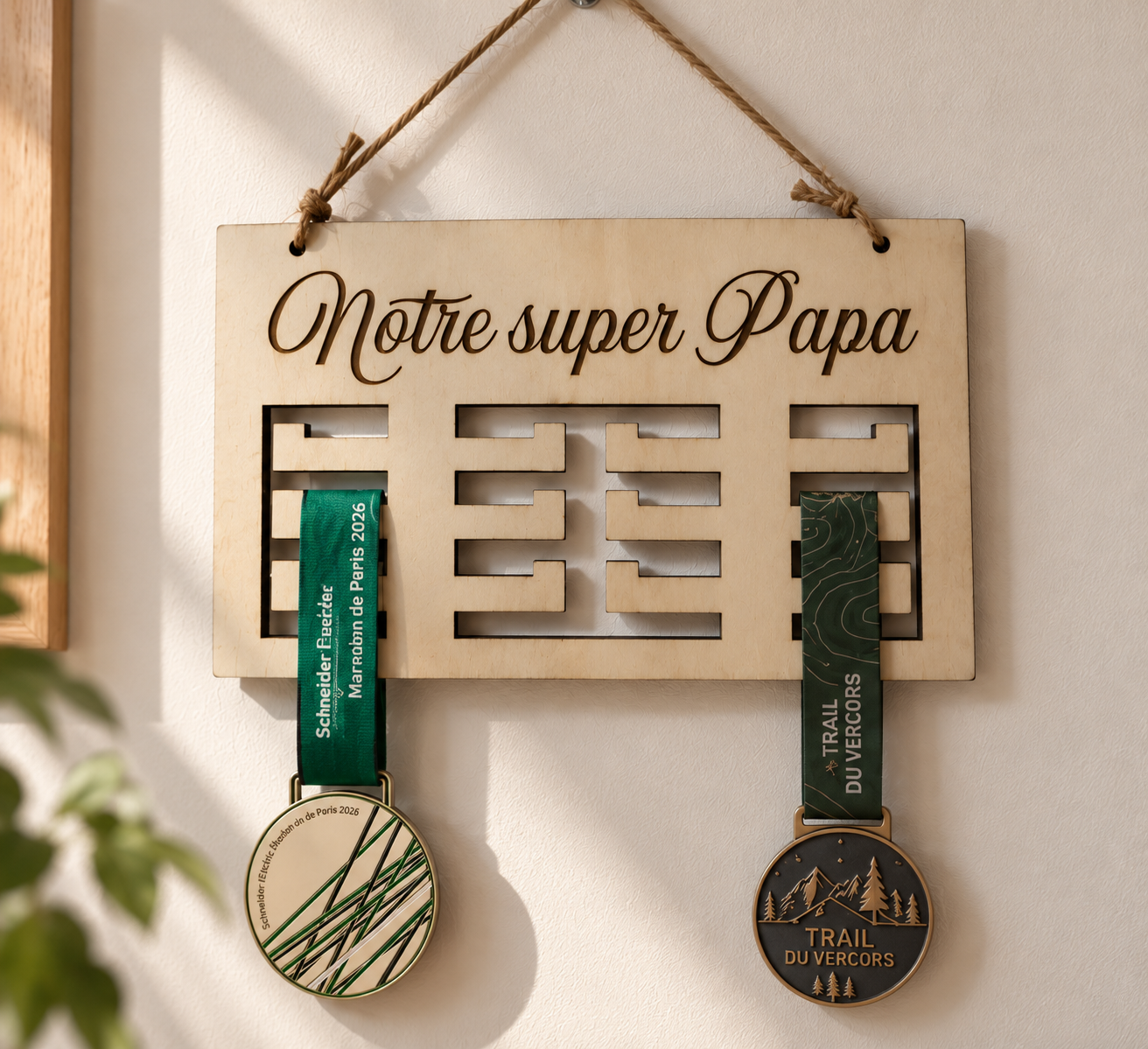 Porte médailles personnalisé en bois