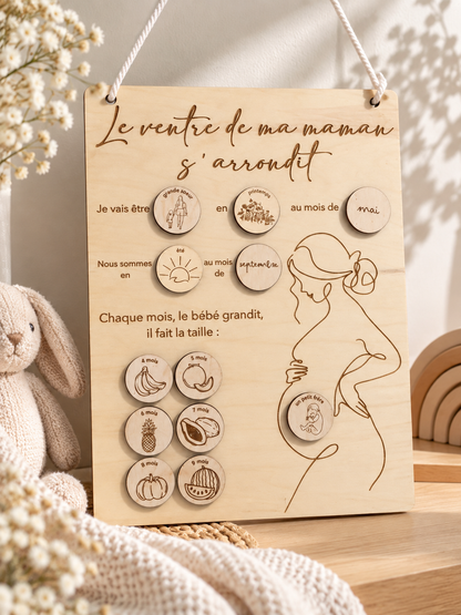 Calendrier de grossesse en bois personnalisé
