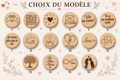 Bouchon de bouteille de vin réutilisable version Saint Valentin