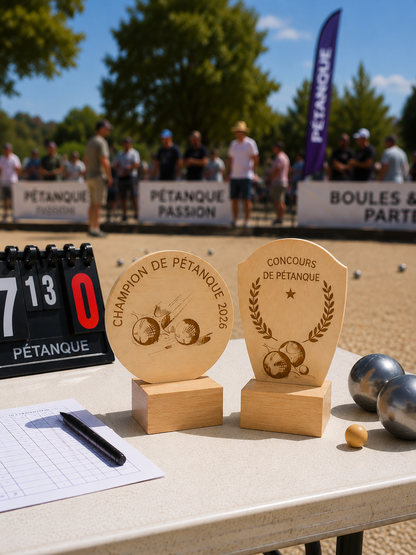Coupes de pétanque personnalisées en bois