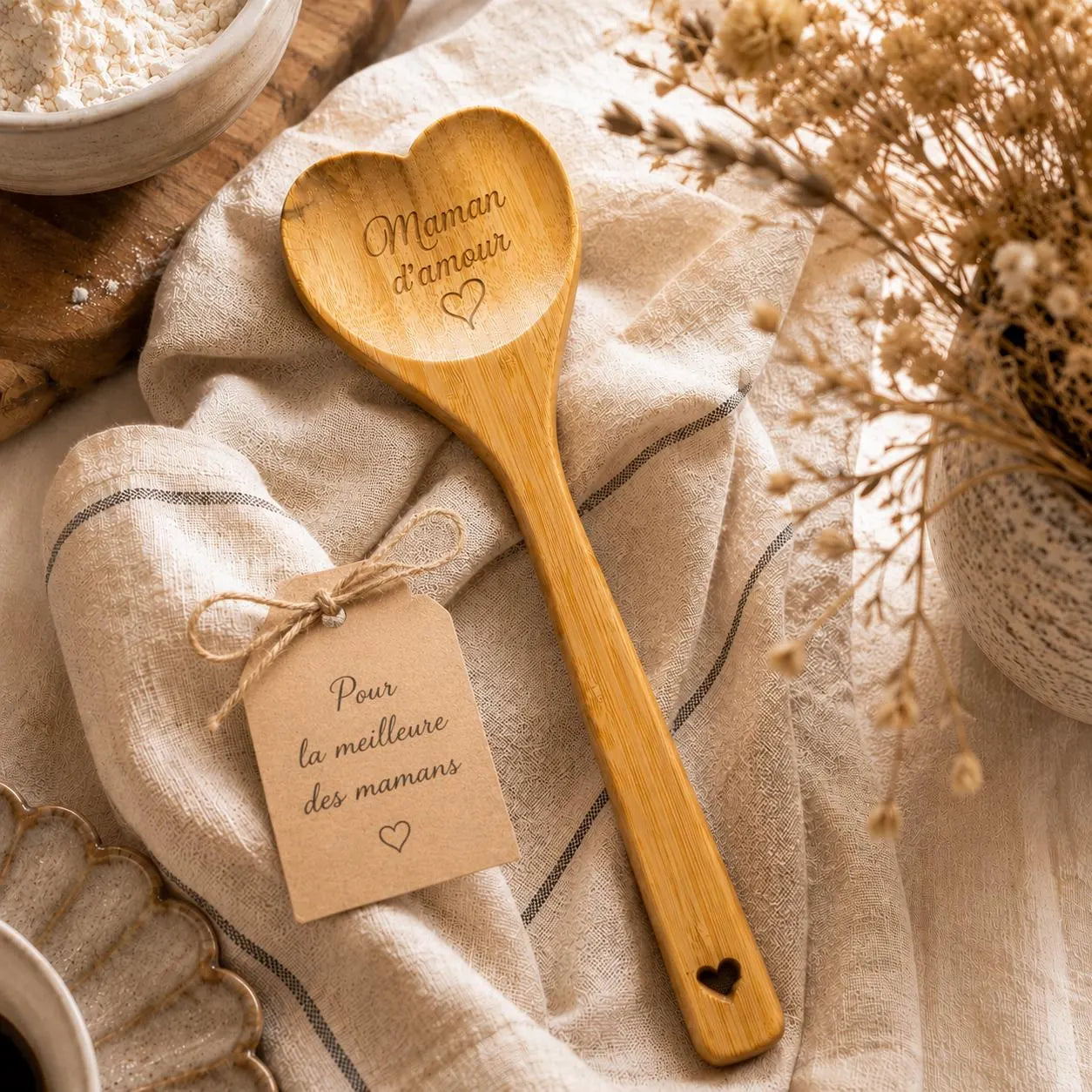 Cuillère cœur en bois personnalisée