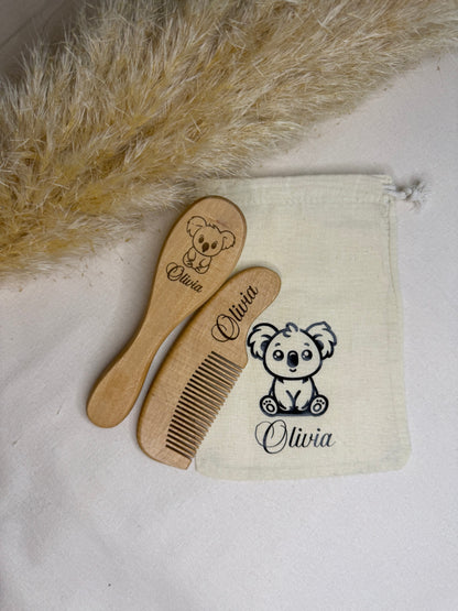 Lot peigne et brosse bébé personnalisé