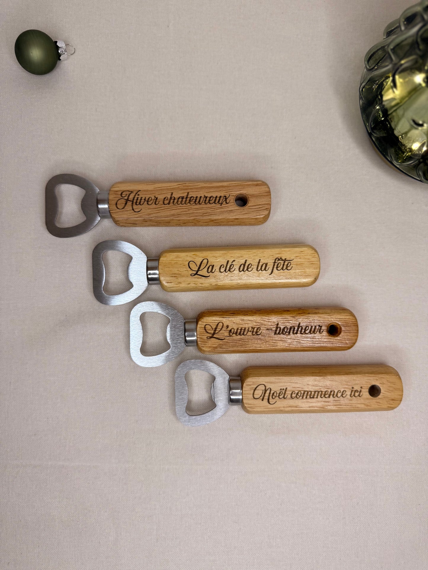 Décapsuleur en bois personnalisé