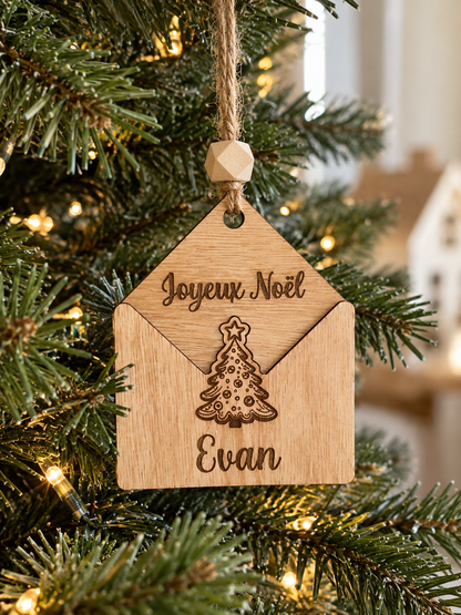 Décoration sapin de Noël personnalisé en bois