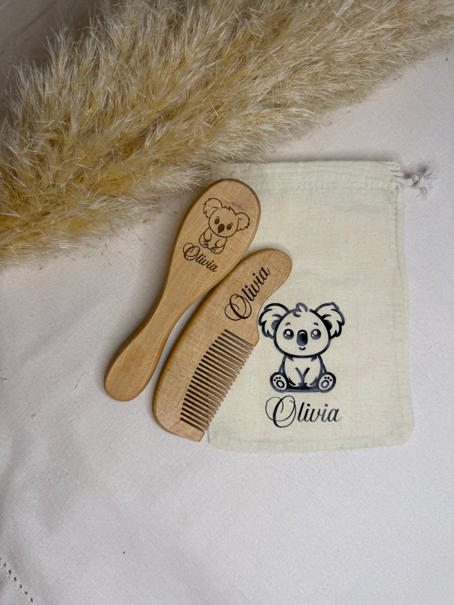 Lot peigne et brosse bébé personnalisé