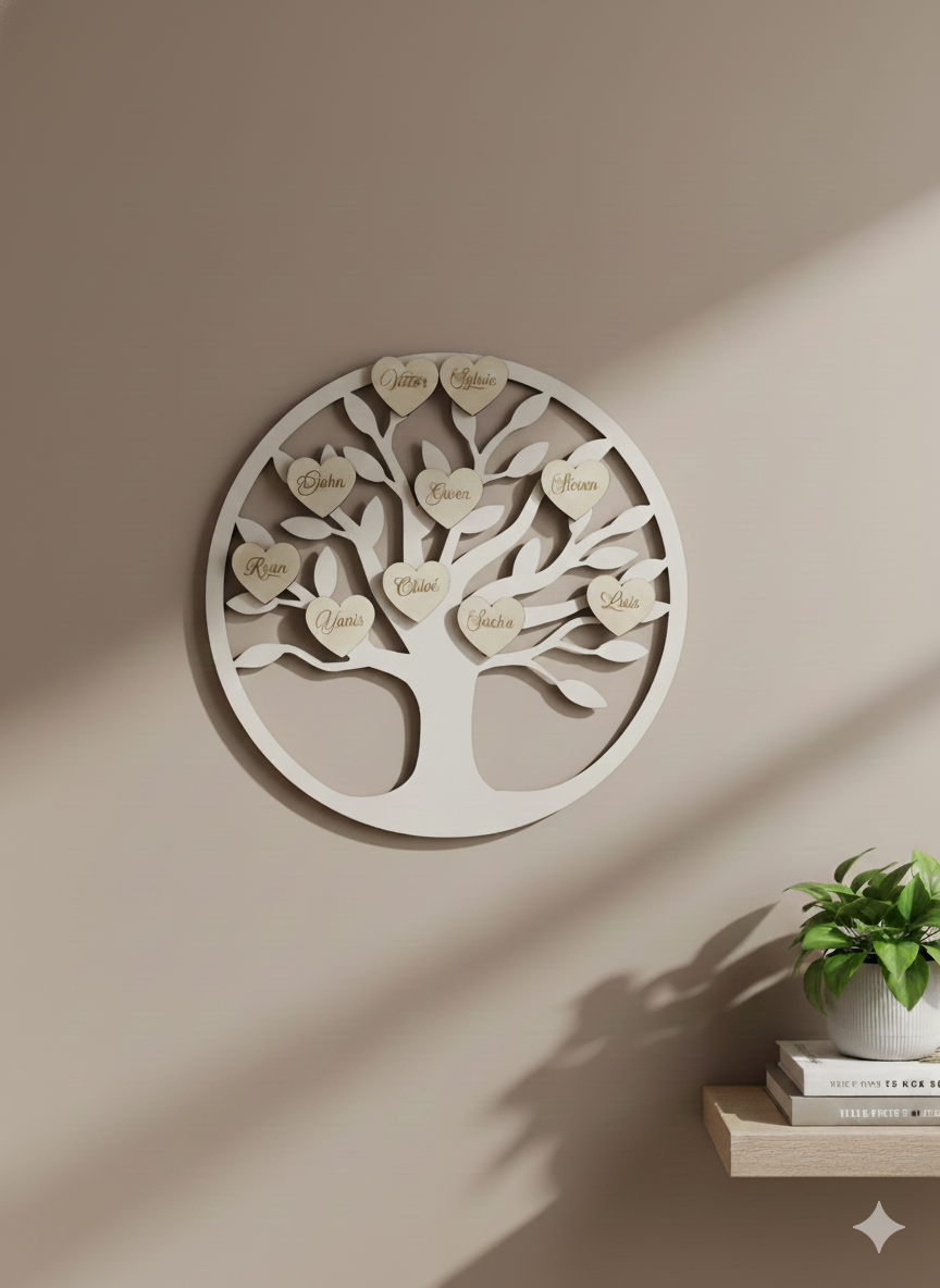 Arbre de vie prénoms coeurs