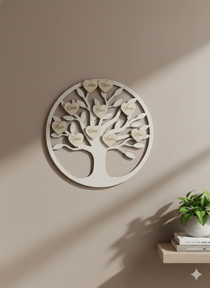 Arbre de vie prénoms coeurs