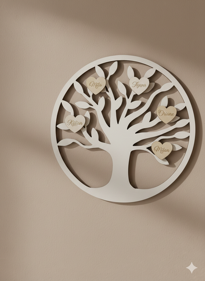 Arbre de vie prénoms coeurs