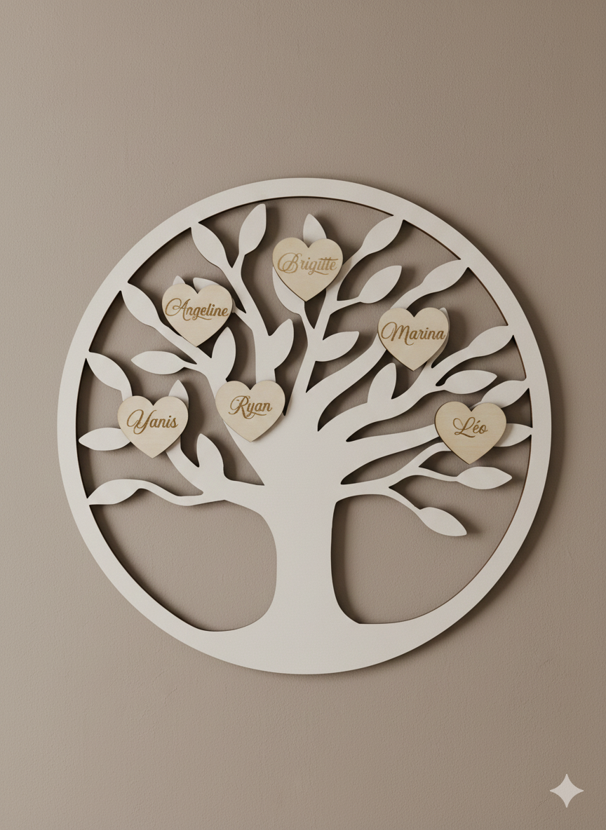 Arbre de vie prénoms coeurs