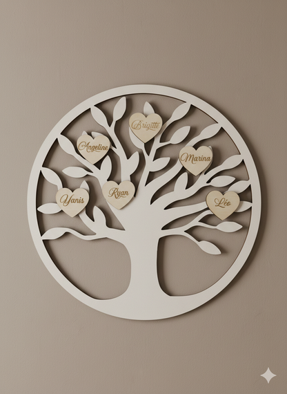 Arbre de vie prénoms coeurs